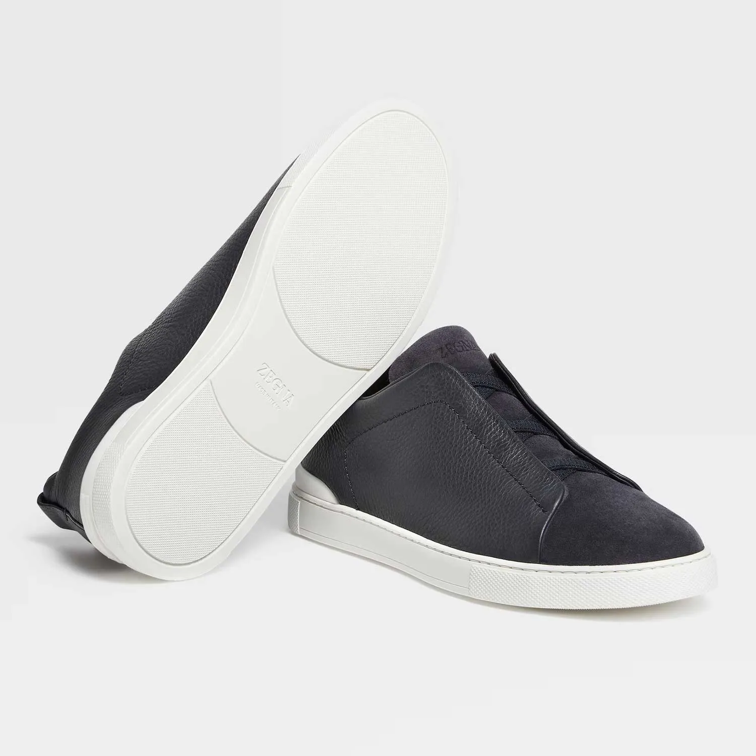 Triple Stitch Grained Leather Sneaker