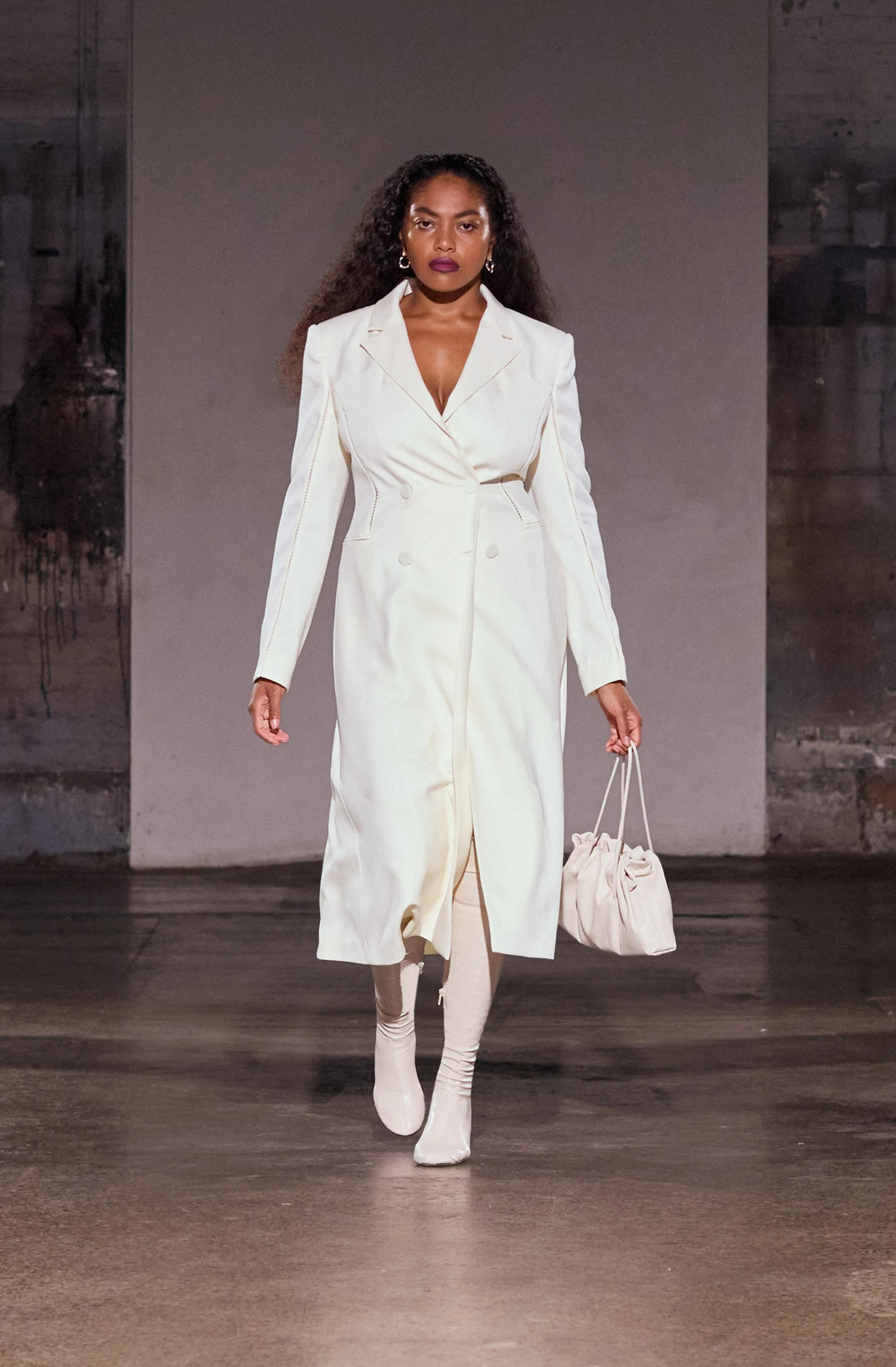 Triptych Spliced A-Line Coat | Ivory