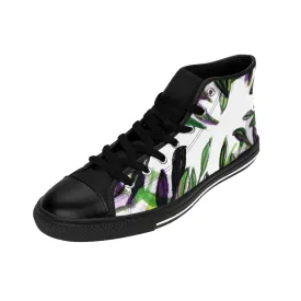 Tropical Leaves Women's Sneakers, Exotic Palm Print High Top Best Running Tennis Shoes