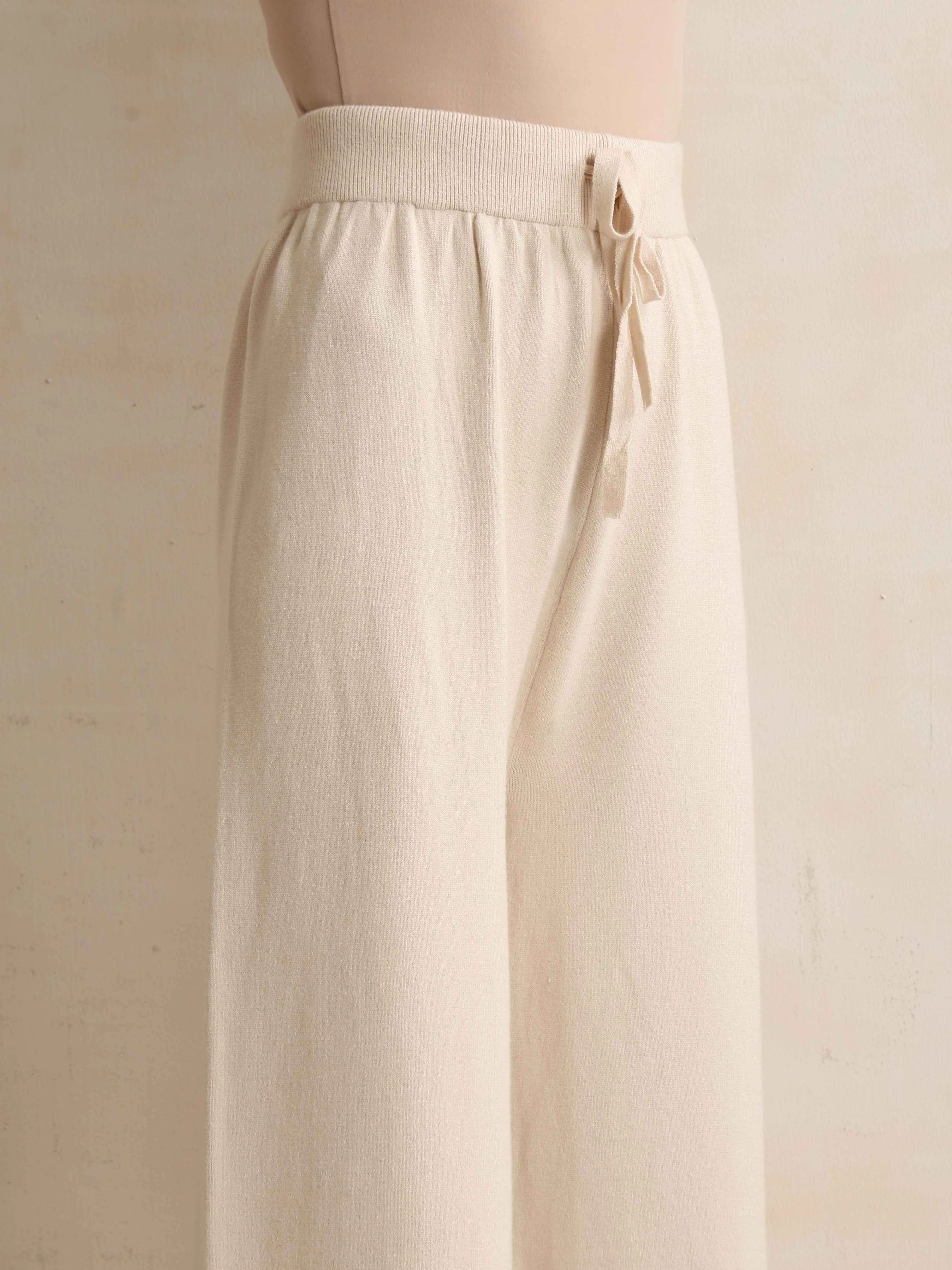 trueBrowns Ivory Woollen Flared Pants