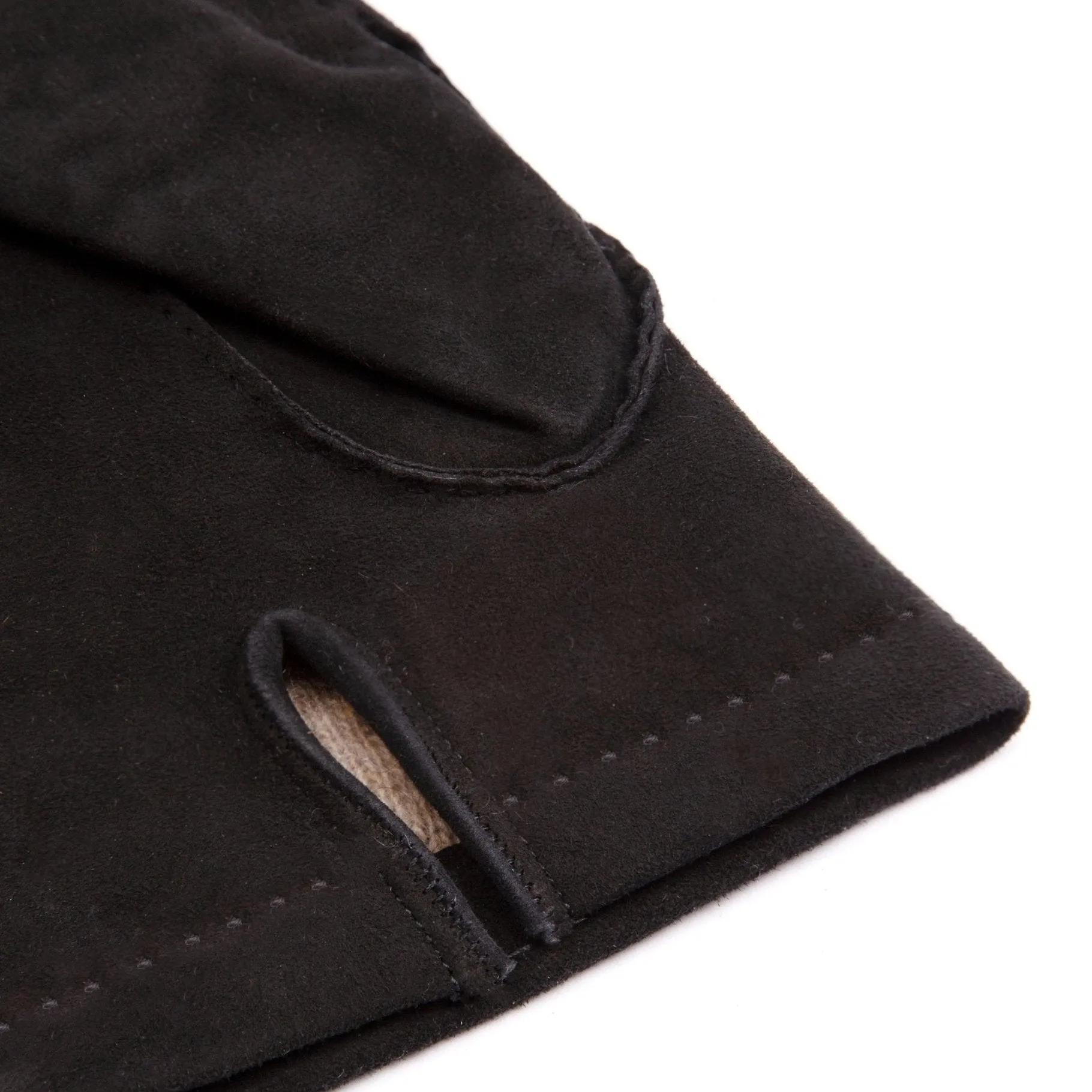 Trunk Cashmere Lined Suede Gloves: Black