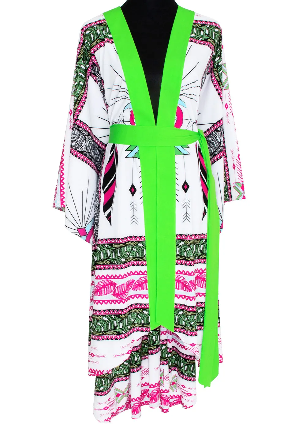 Tulum – Rainbow Magic Kimono (Neon Green)