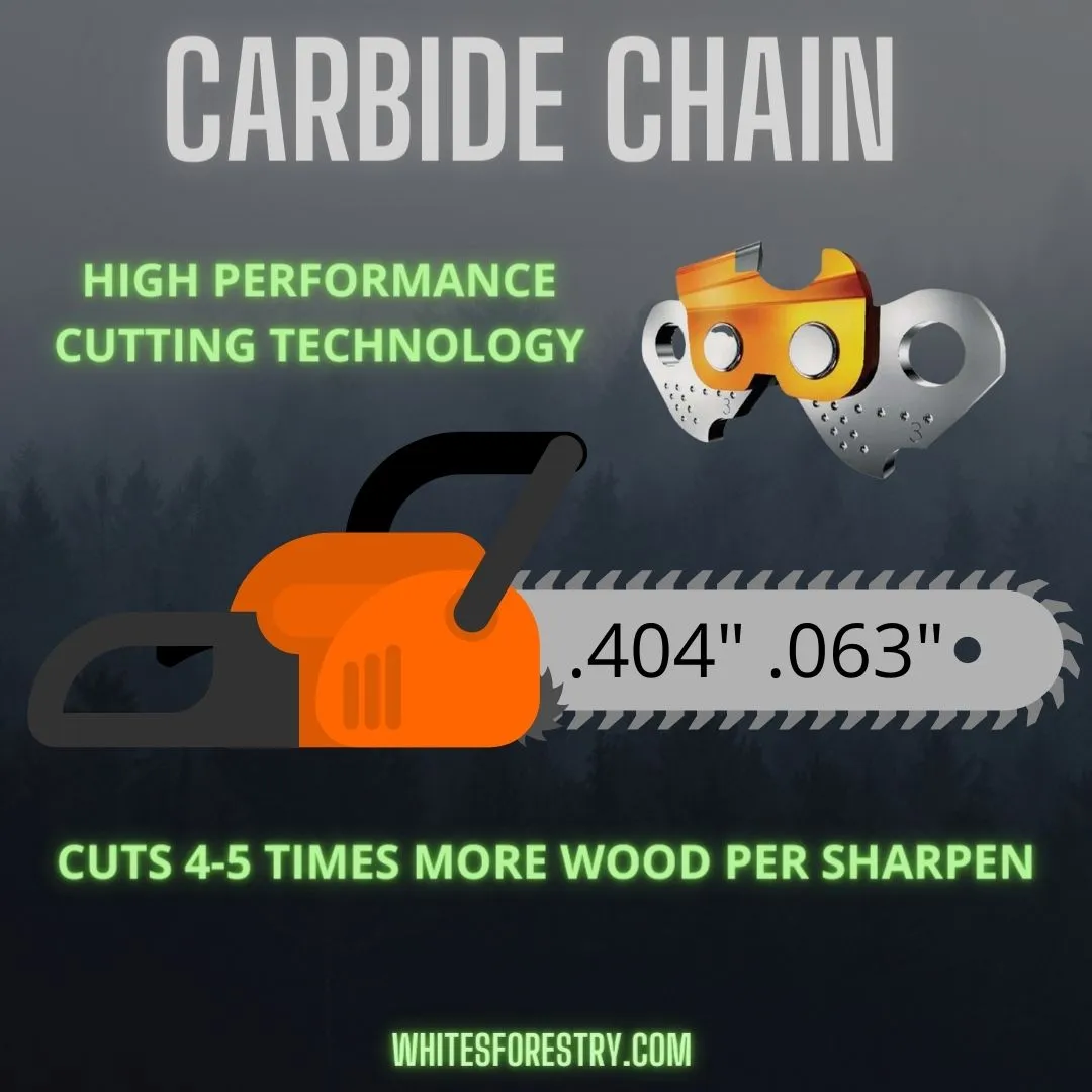 TUNGSTEN CARBIDE CHAINSAW CHAIN .404" .063" Full Chisel