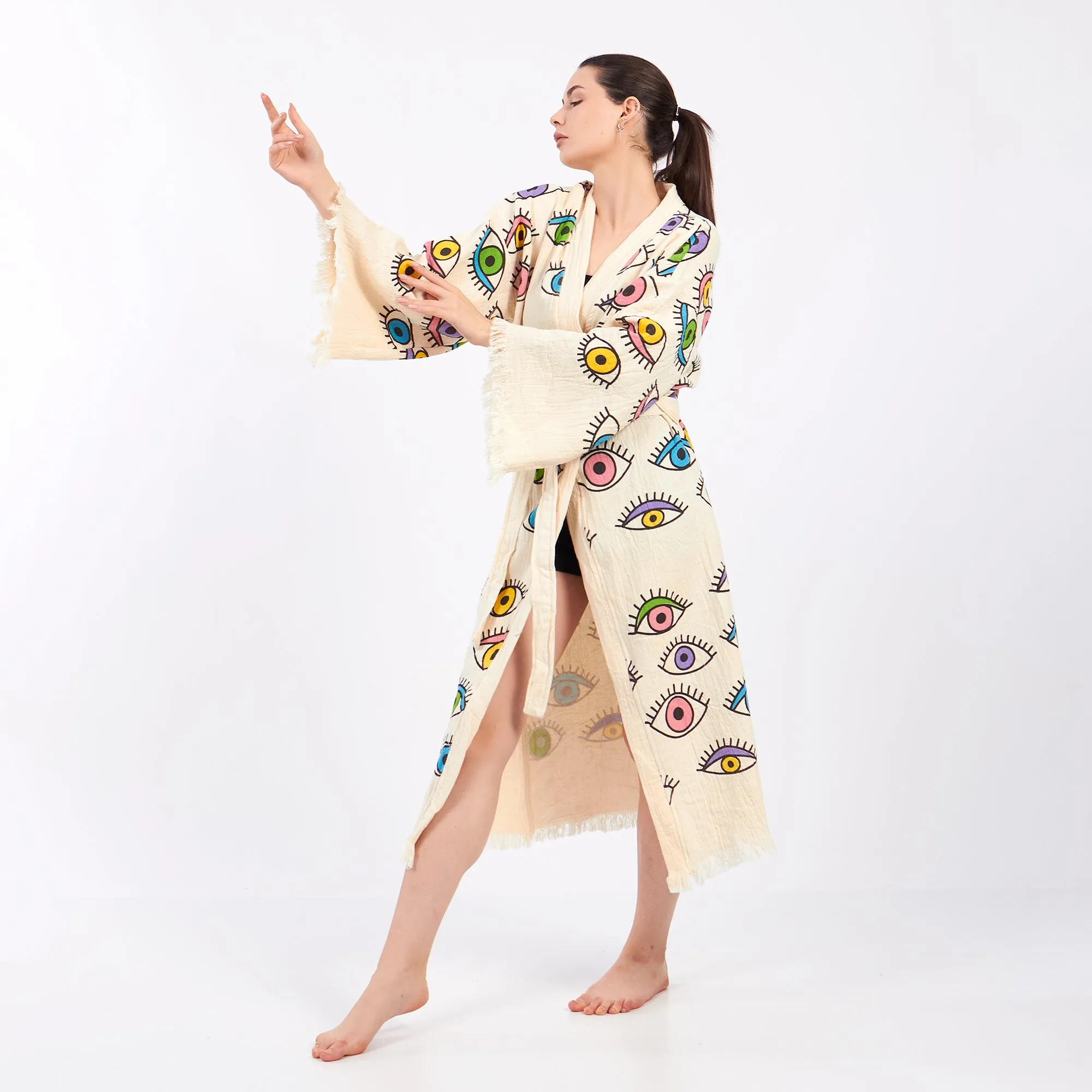 Turkish Towel Eye Kimono Kaftan Bathrobe - Eye Kimono Robe