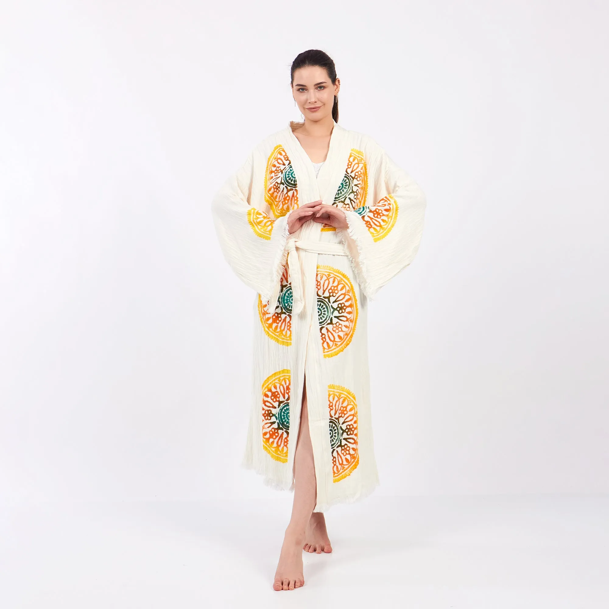 Turkish Towel Kimono Kaftan Bathrobe - Kimono Robe Sun Design