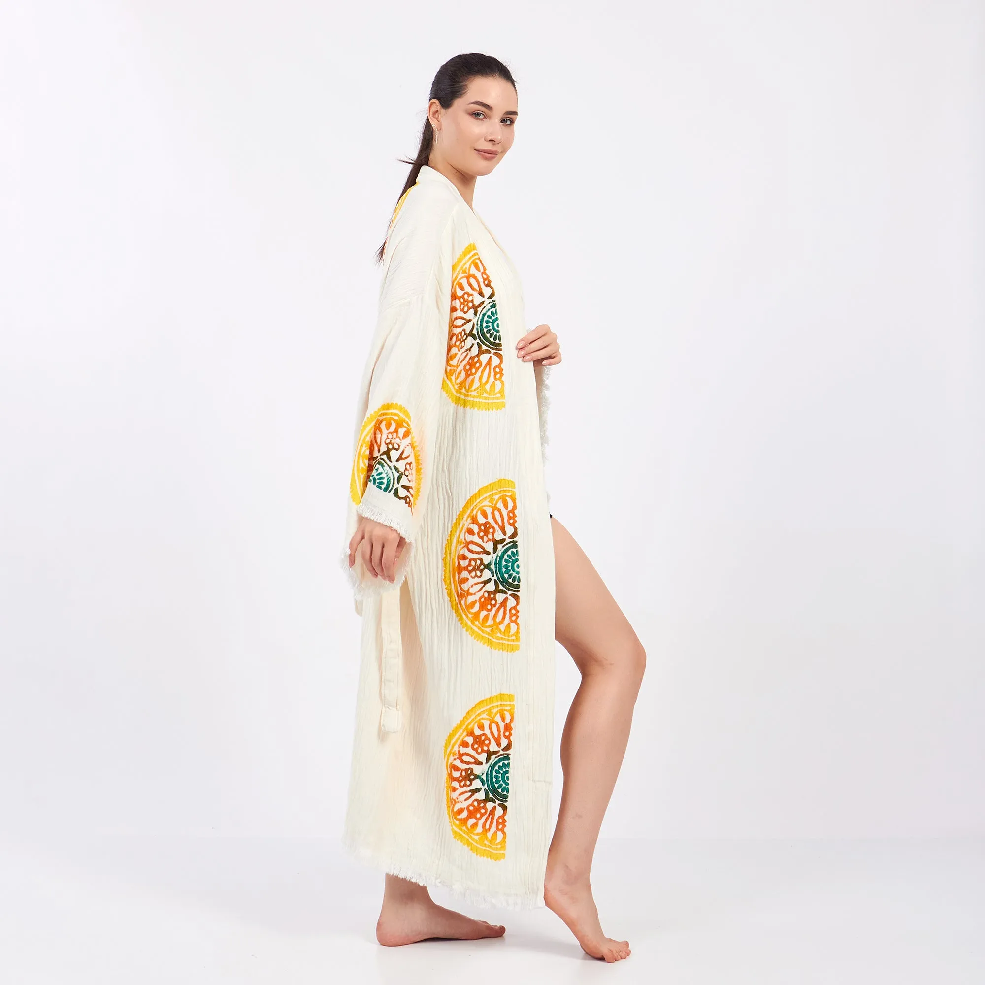 Turkish Towel Kimono Kaftan Bathrobe - Kimono Robe Sun Design