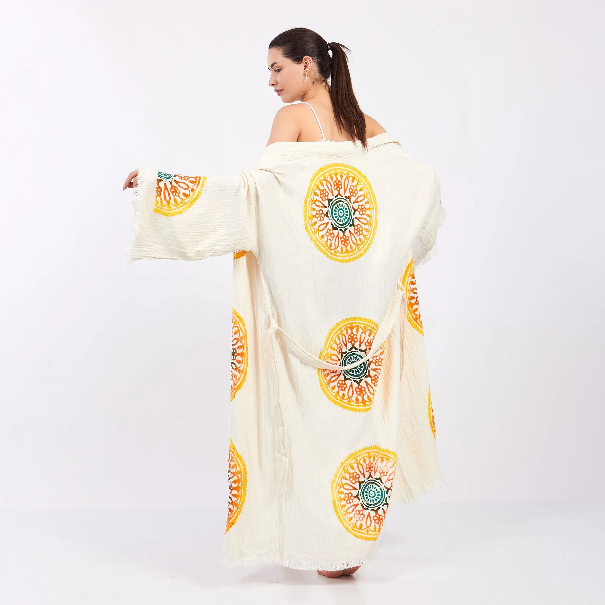 Turkish Towel Kimono Kaftan Bathrobe - Kimono Robe Sun Design