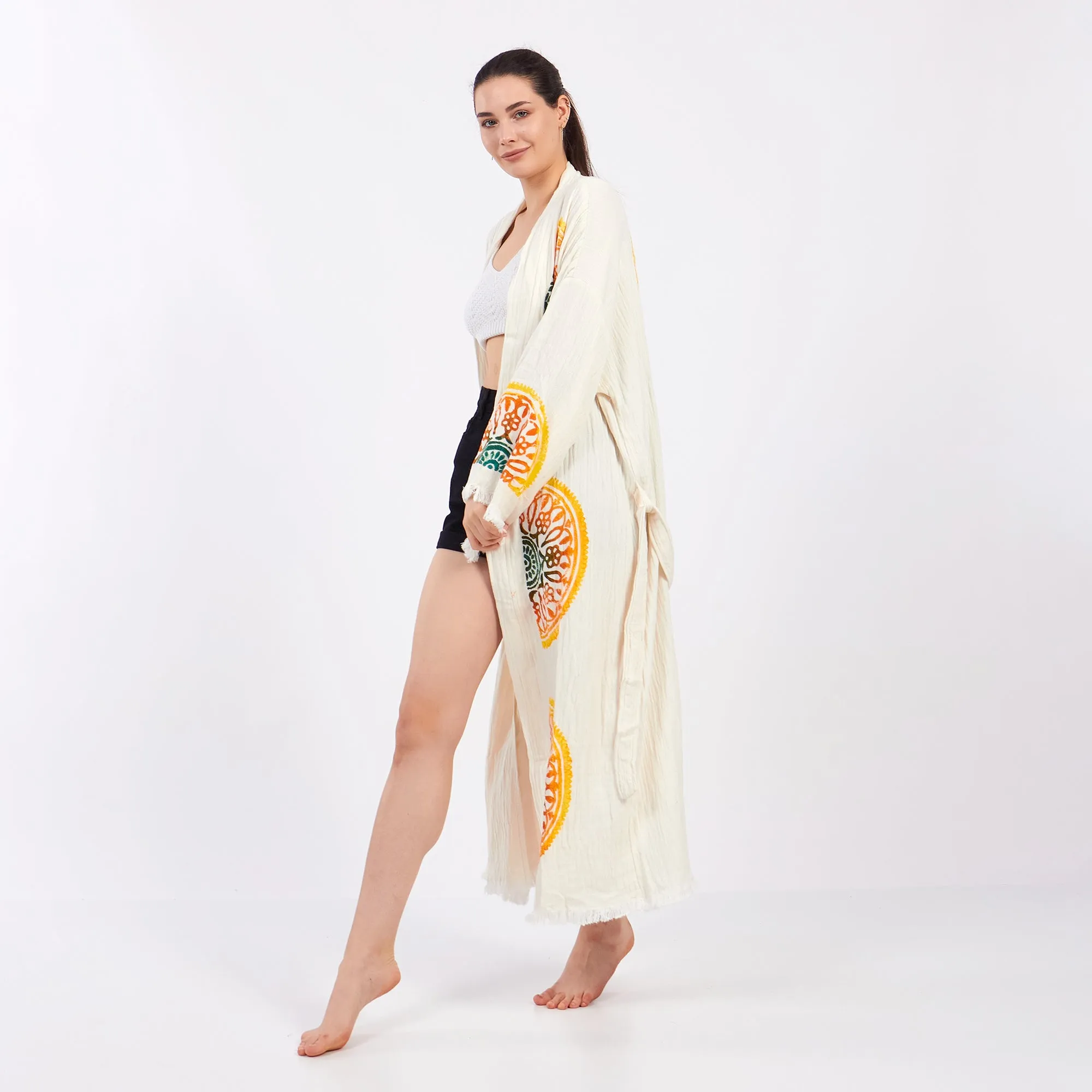 Turkish Towel Kimono Kaftan Bathrobe - Kimono Robe Sun Design