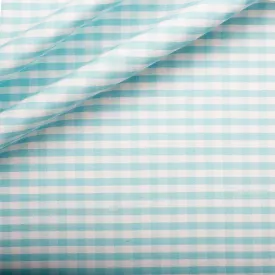 Turquoise & White Gingham Silk Shantung