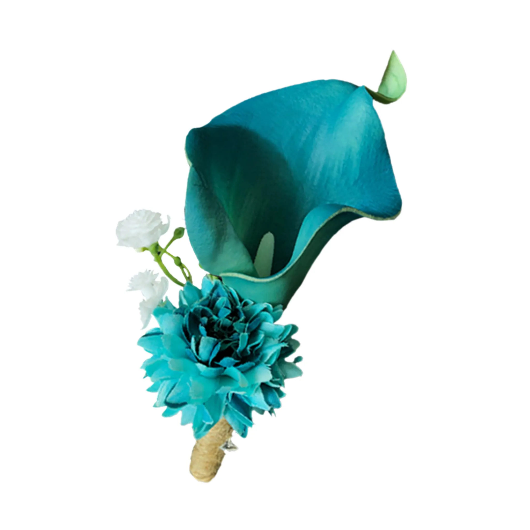 Turquoise Wedding Boutonniere Flower Calla Lily