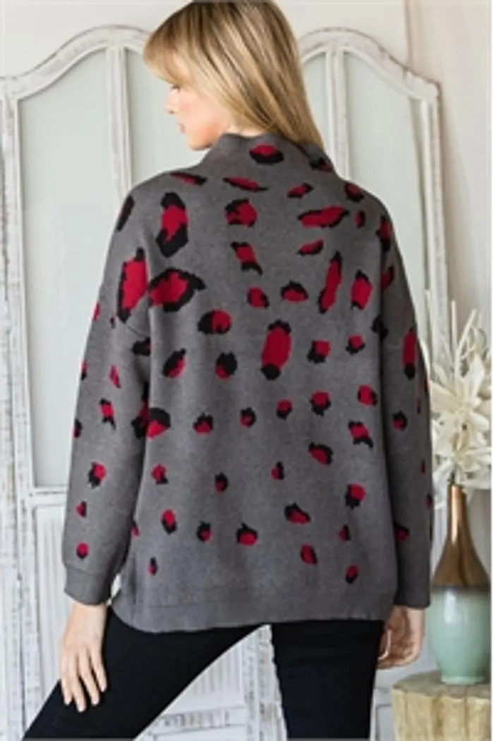 Turtle Neckline Leopard Sweater