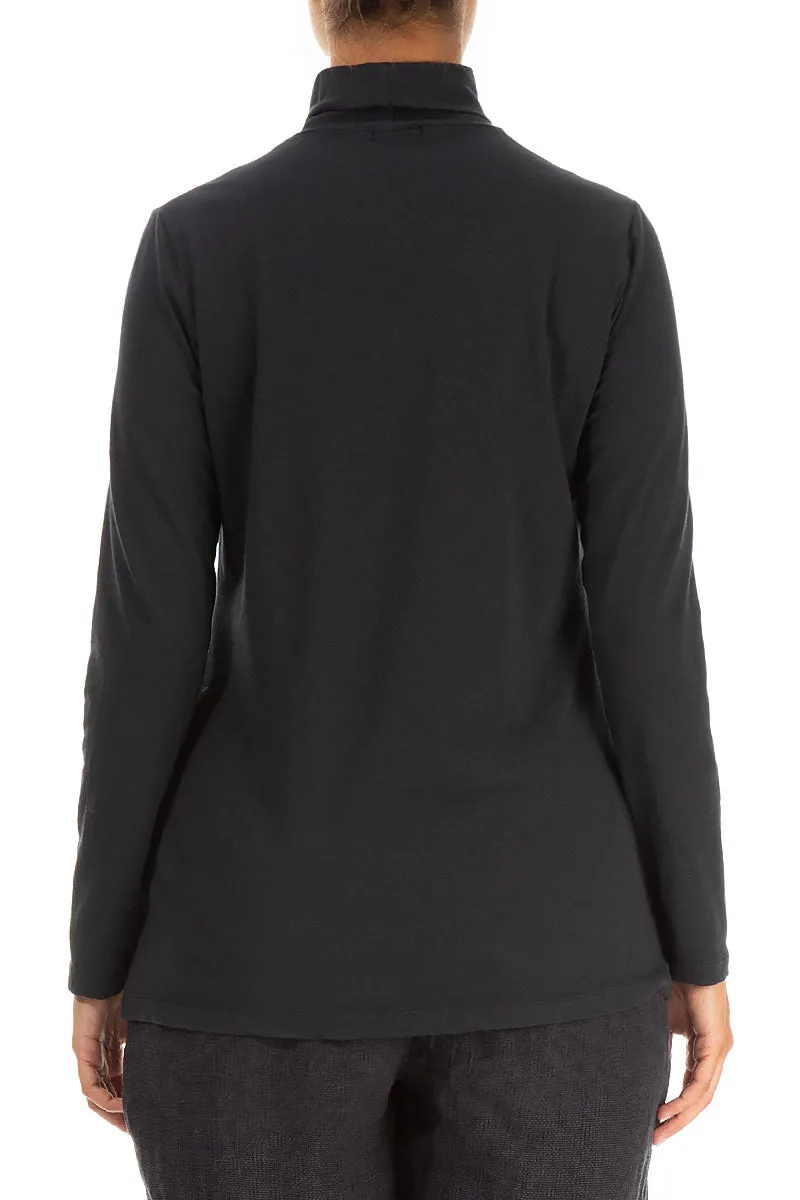 Turtleneck Black Soft Cotton Top