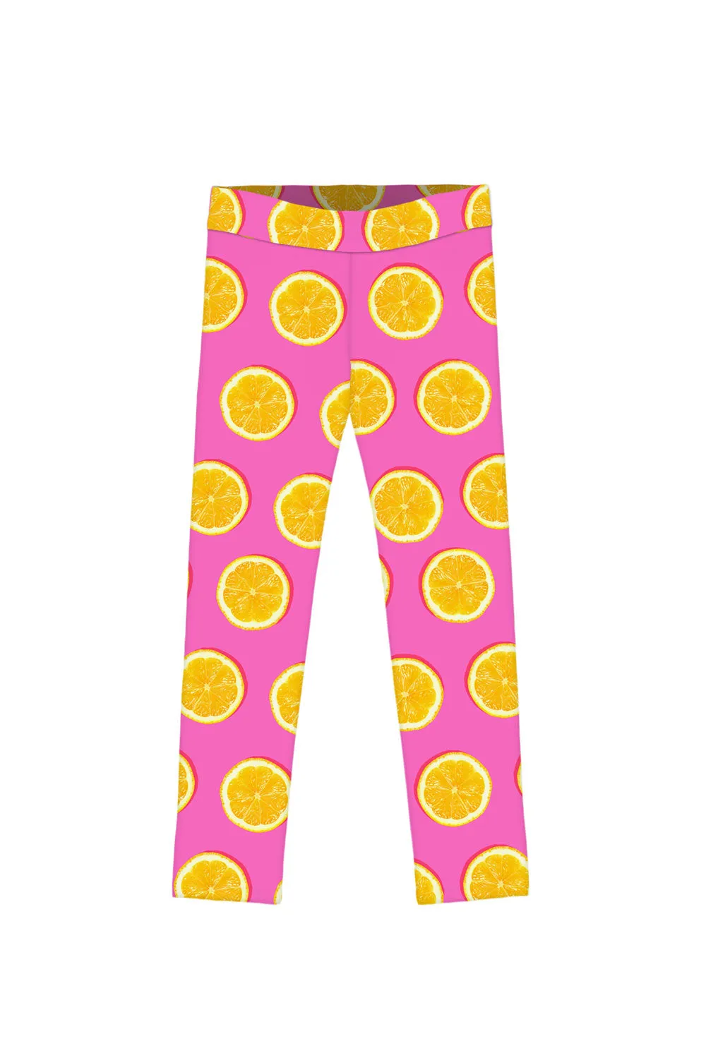 Tutti Frutti Lucy Pink Lemon Print Cute Summer Casual Leggings - Girls