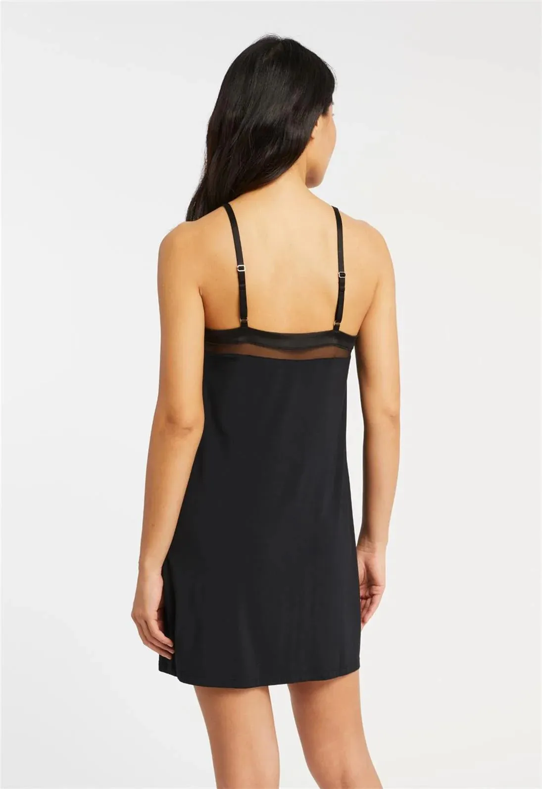 Tuxedo Slip Chemise In Black - Fleurt