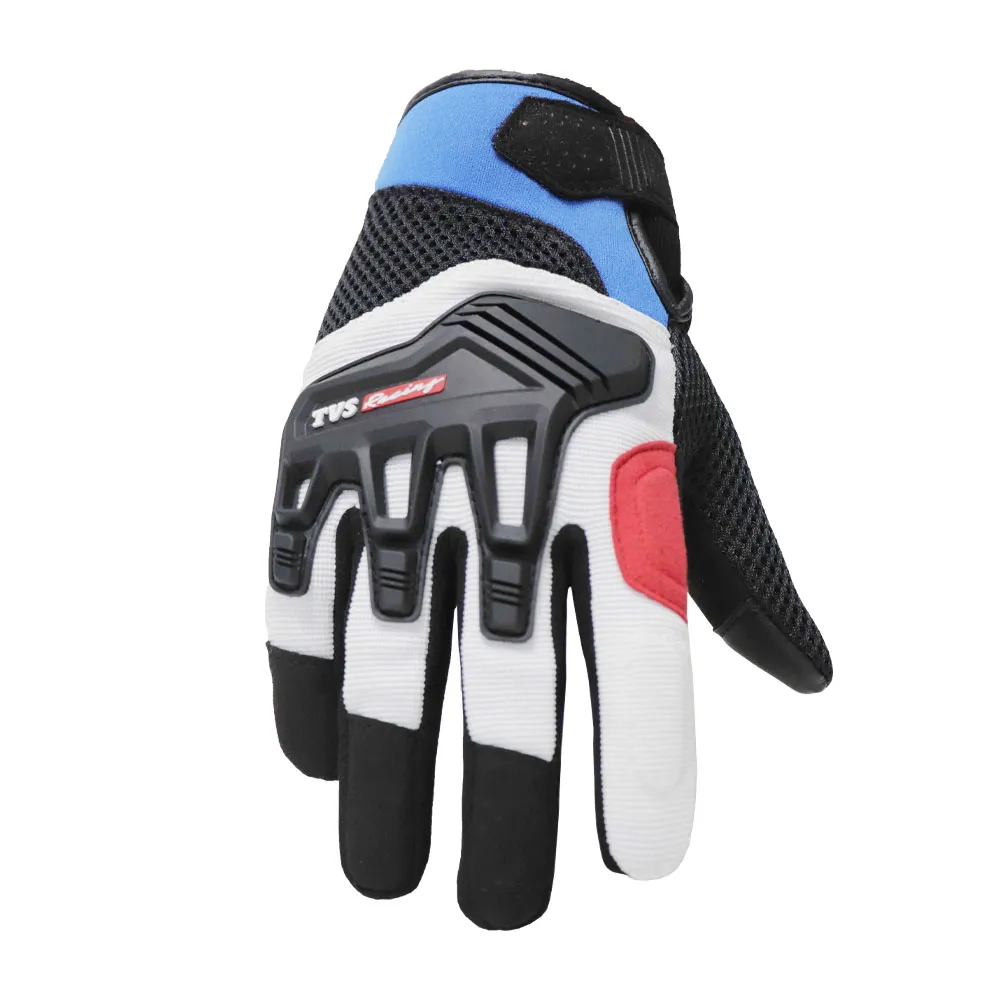 TVS Racing Gloves for Men | Mesh Motorcycle Gloves for Riding Comfort (Blue White)