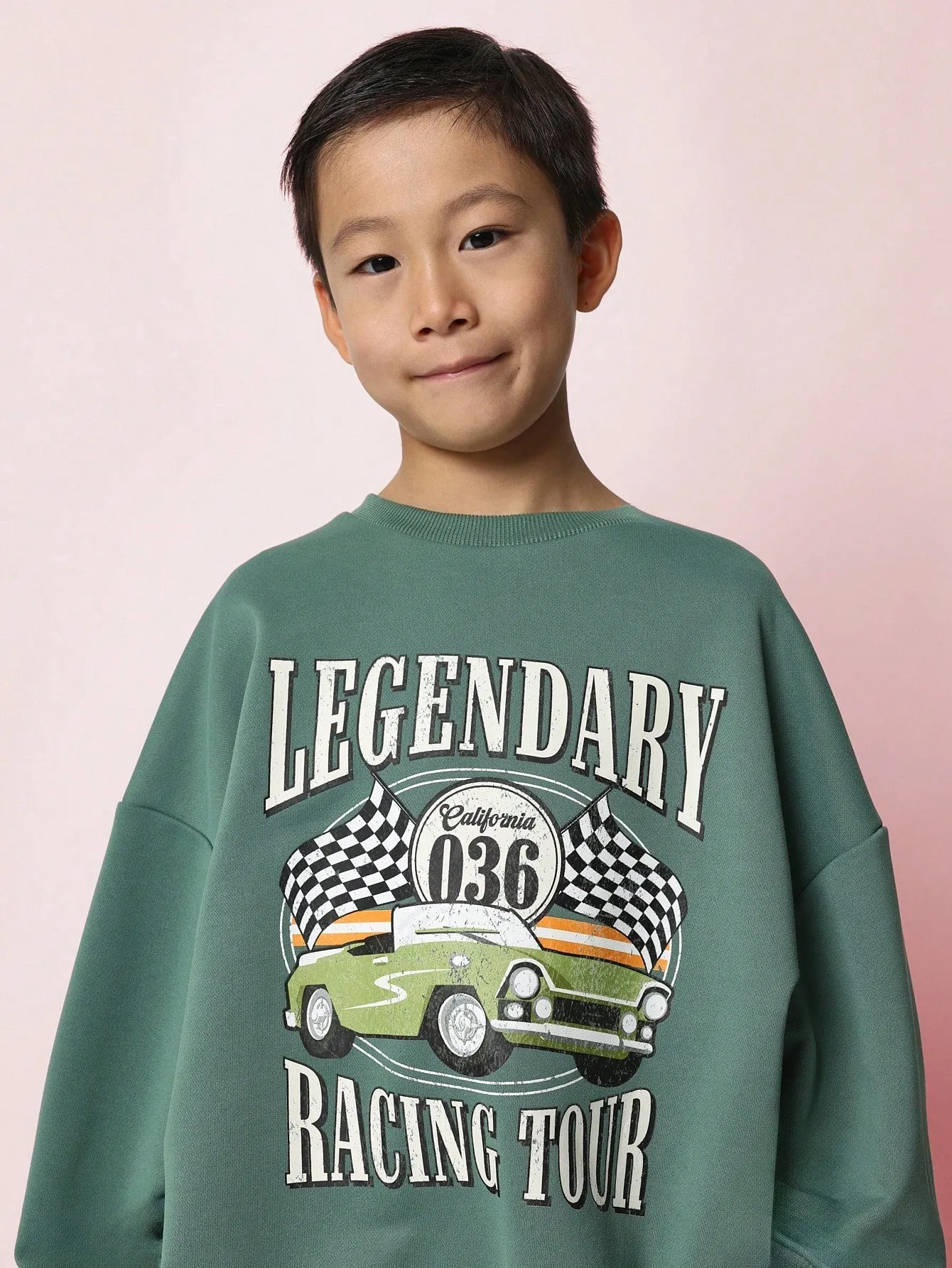 Tween Boys Comfy Oversized Fit Crew Neck Sweatshirt With Distressed Graphic Print