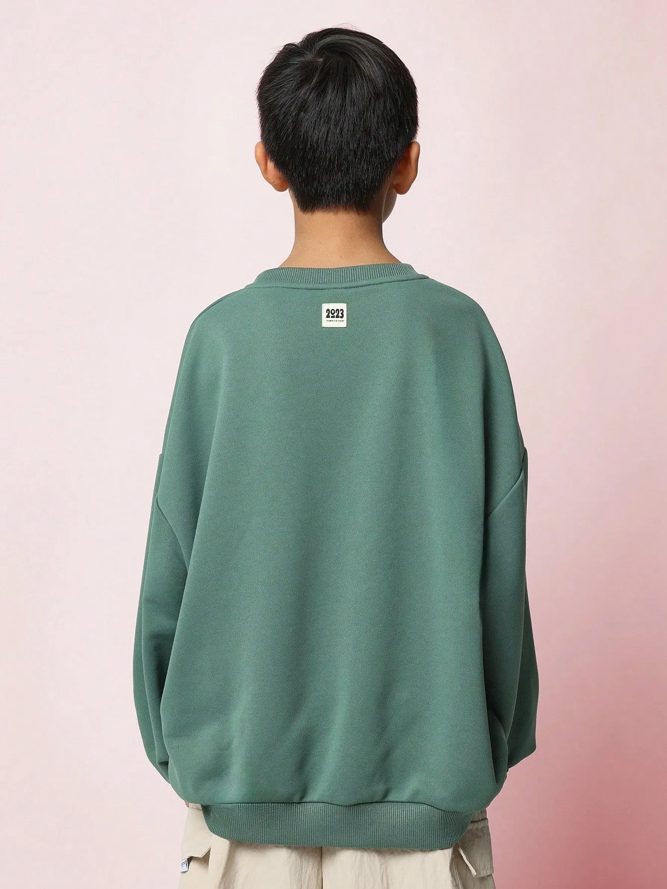 Tween Boys Comfy Oversized Fit Crew Neck Sweatshirt With Distressed Graphic Print