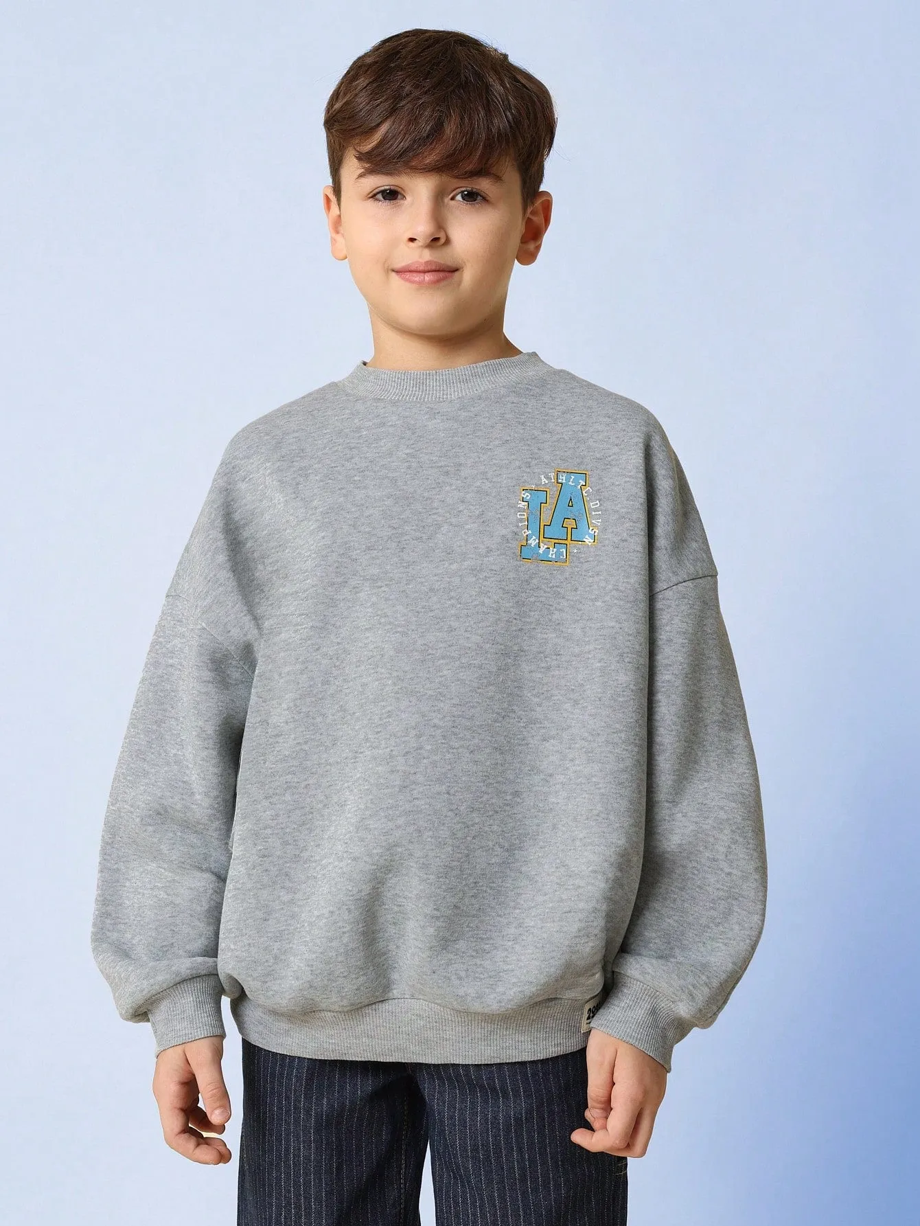 Tween Boys Regular Fit Crew Neck Sweatshirt With LA Graphic Print