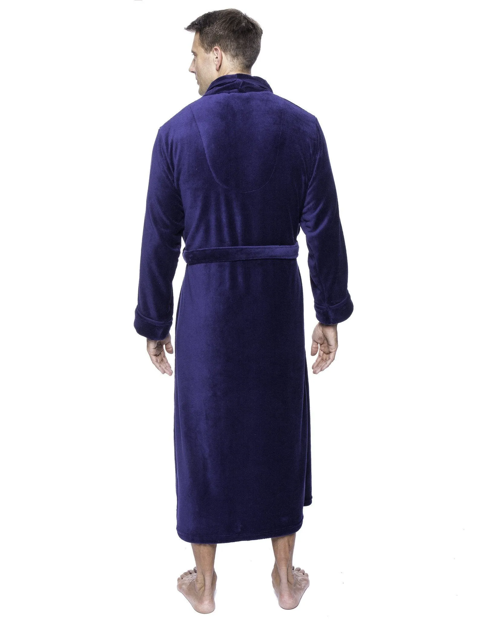 Twin Boat Men's Coral Fleece Plush Full Length Robe - Navy