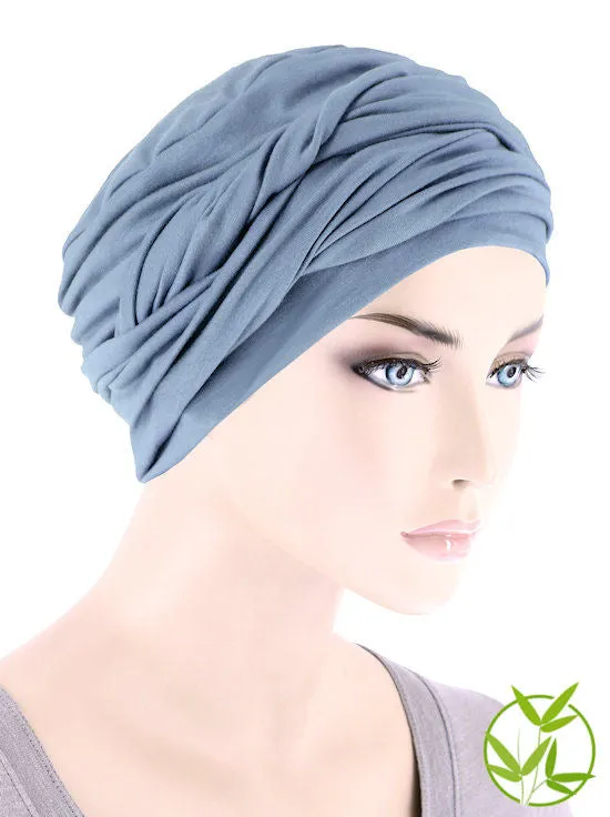 TWISTBB-DUSTYBLUE#Bamboo Twisty Turban in Dusty Blue