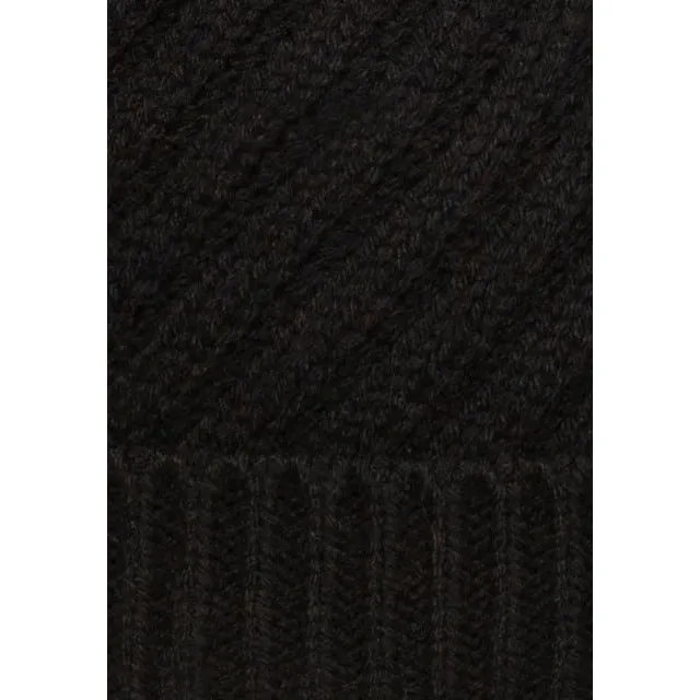 Twisted Womens Knitted Hat in Black with Lining