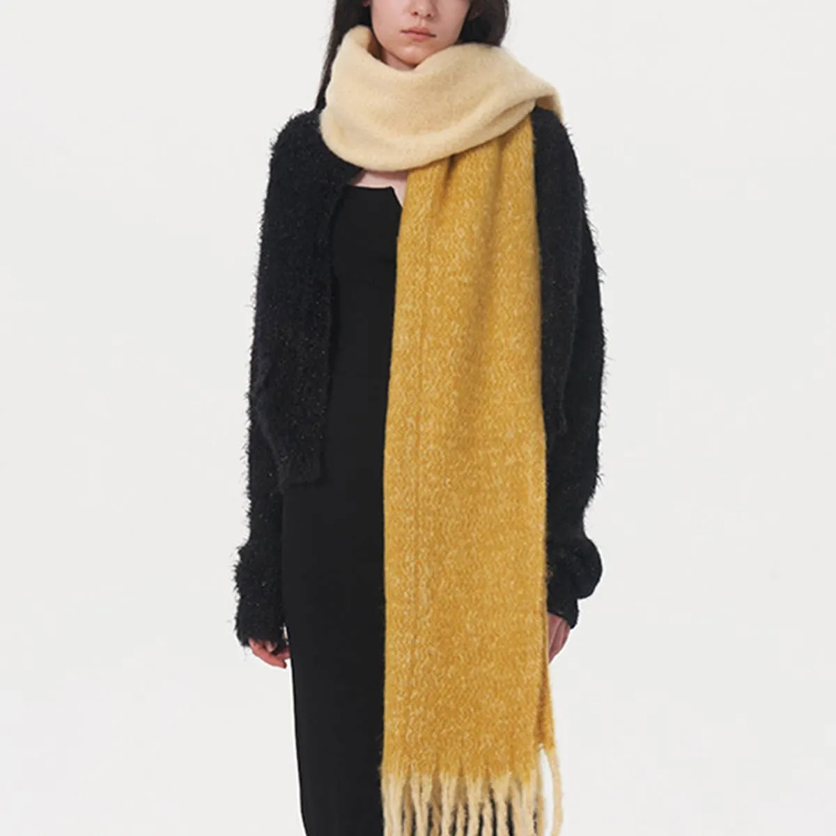 Two Color Mohair Scarf - Yellow