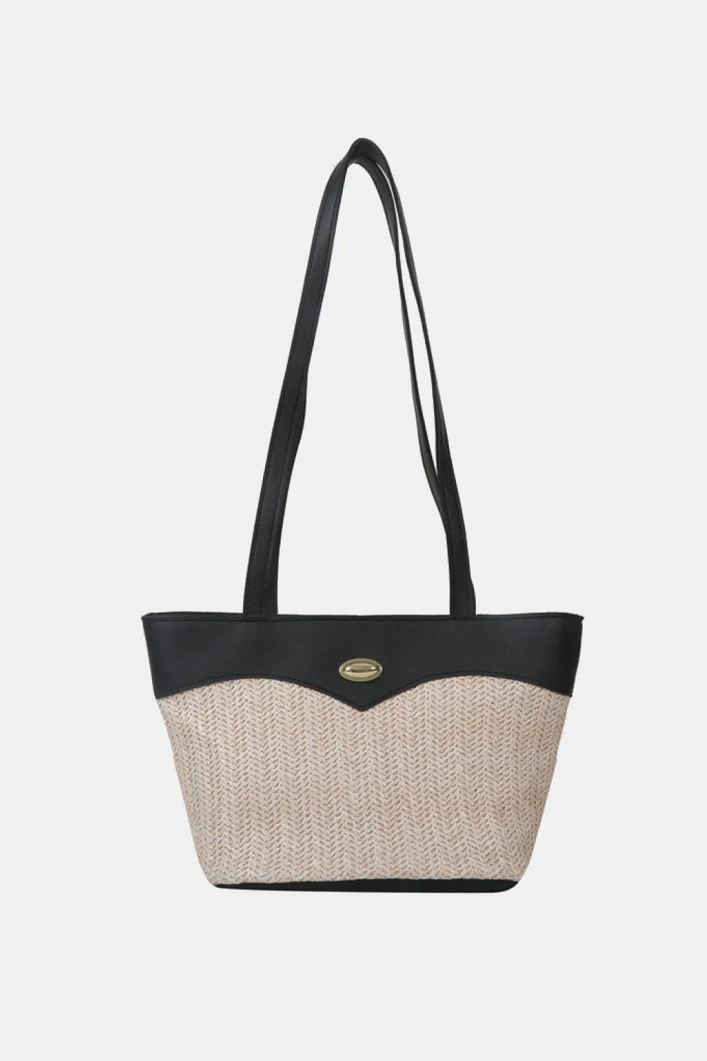 Two-Tone Straw PU Tote Bag