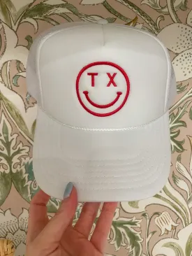 TX Happy State Trucker Hat in Red