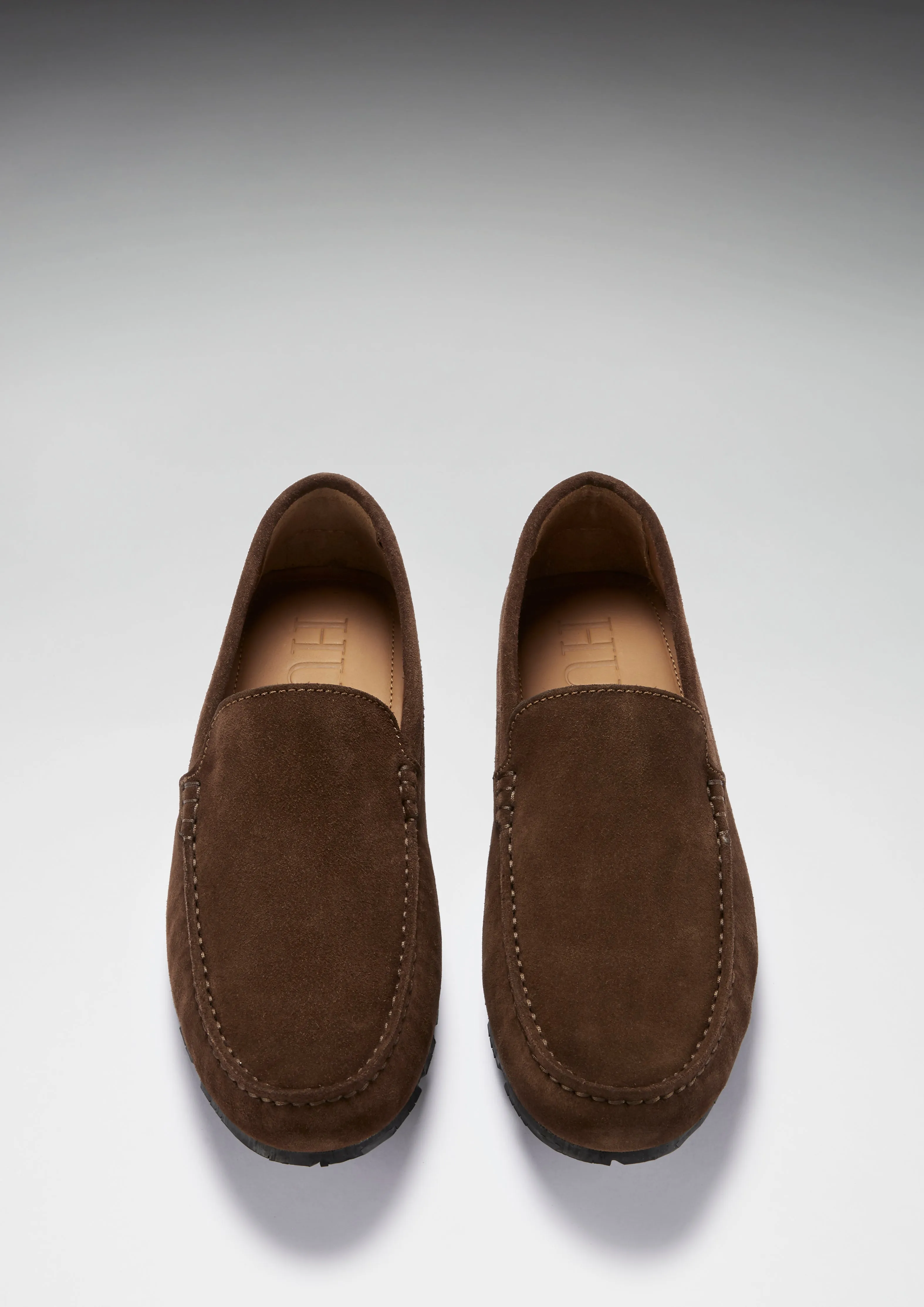 Tyre Sole Driving Loafers, brown suede