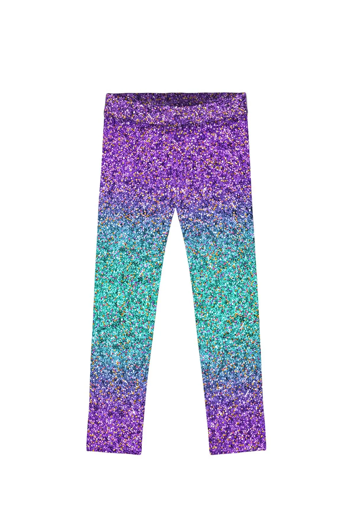 Ultraviolet Lucy Stunning Purple Glitter Print Leggings - Girls