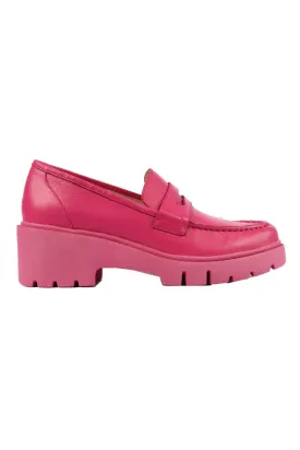 Unice Leather Loafer in Fuschia