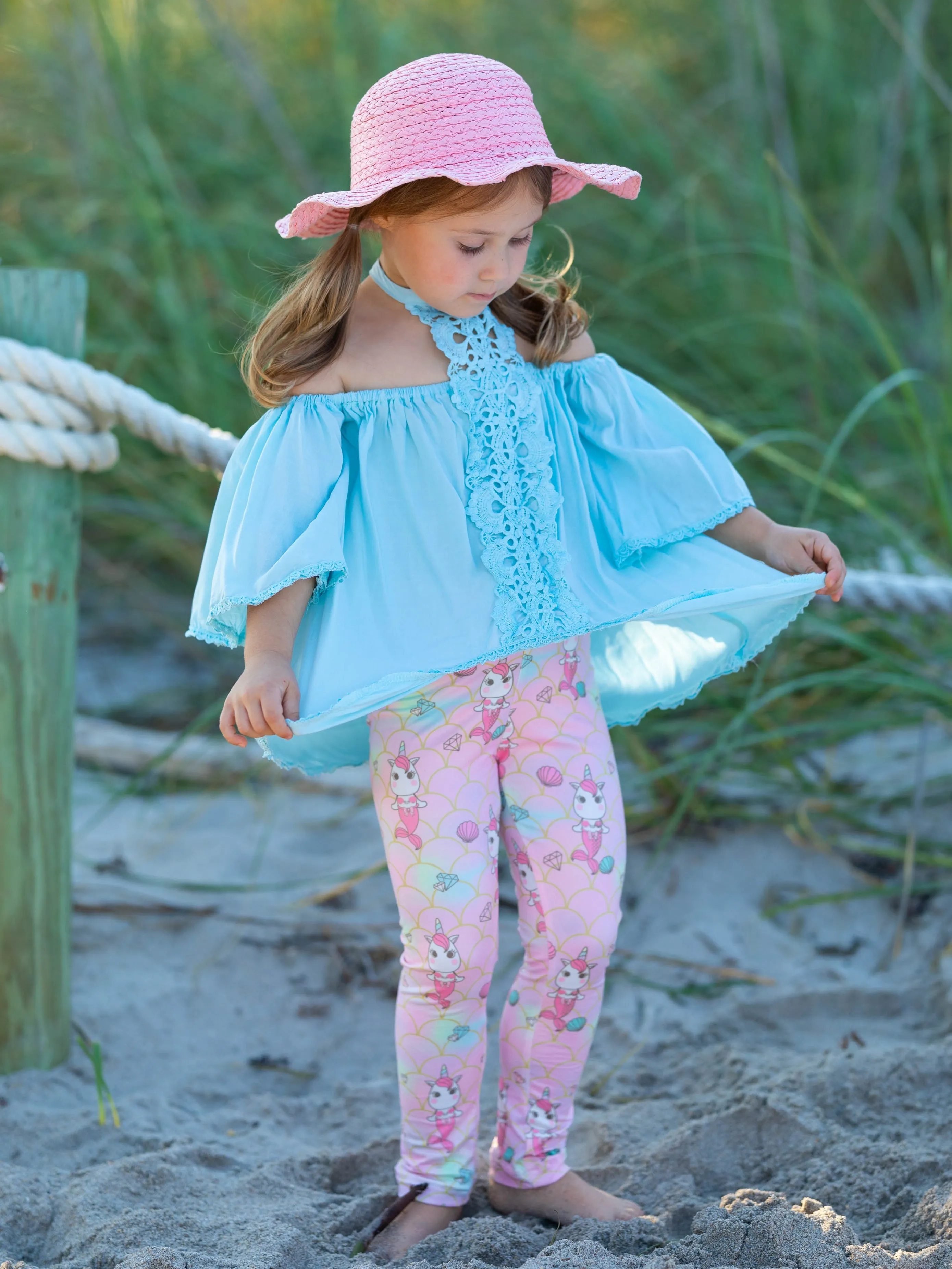 Unicorn Mermaid Lace Tunic and Legging Set