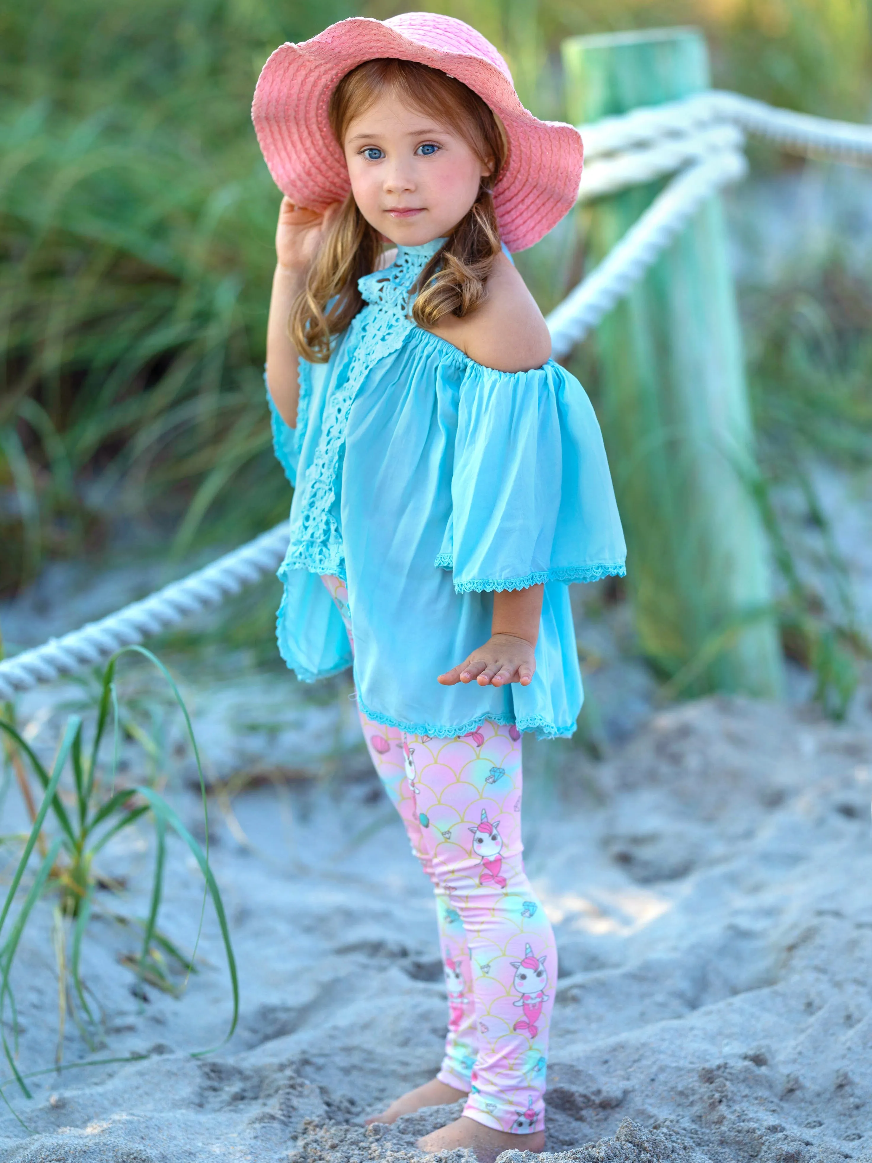 Unicorn Mermaid Lace Tunic and Legging Set