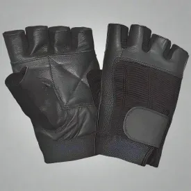 Unik International Leather & Fabric Fingerless Gloves