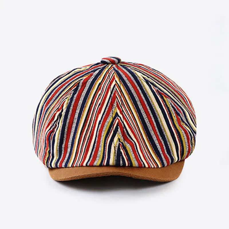 Unique Artist-Inspired Striped Octagonal Beret Hat