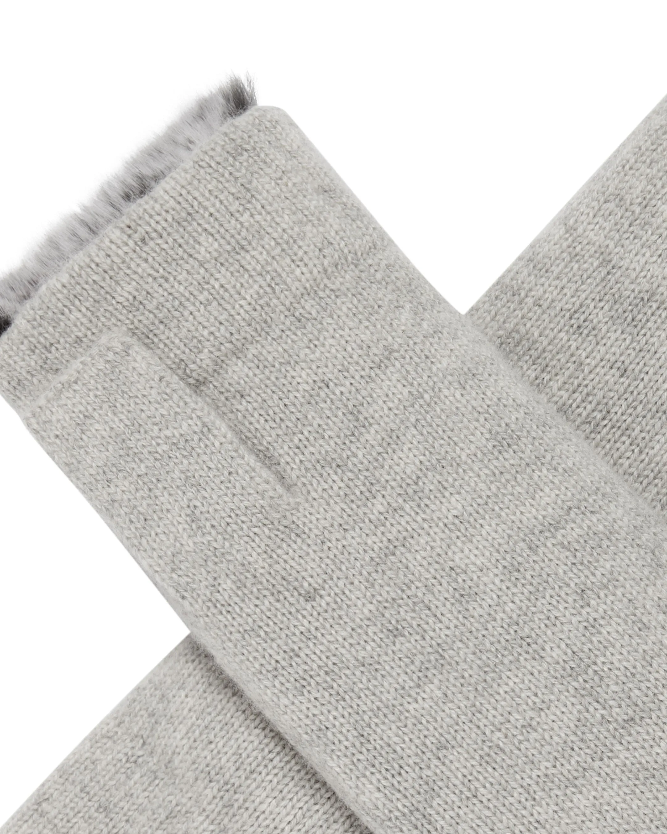 Unisex Fur Lined Fingerless Cashmere Gloves Fumo Grey