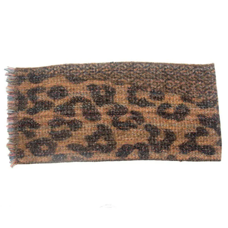 Unisex Pretty Leopard Print Short Fringe Scarf