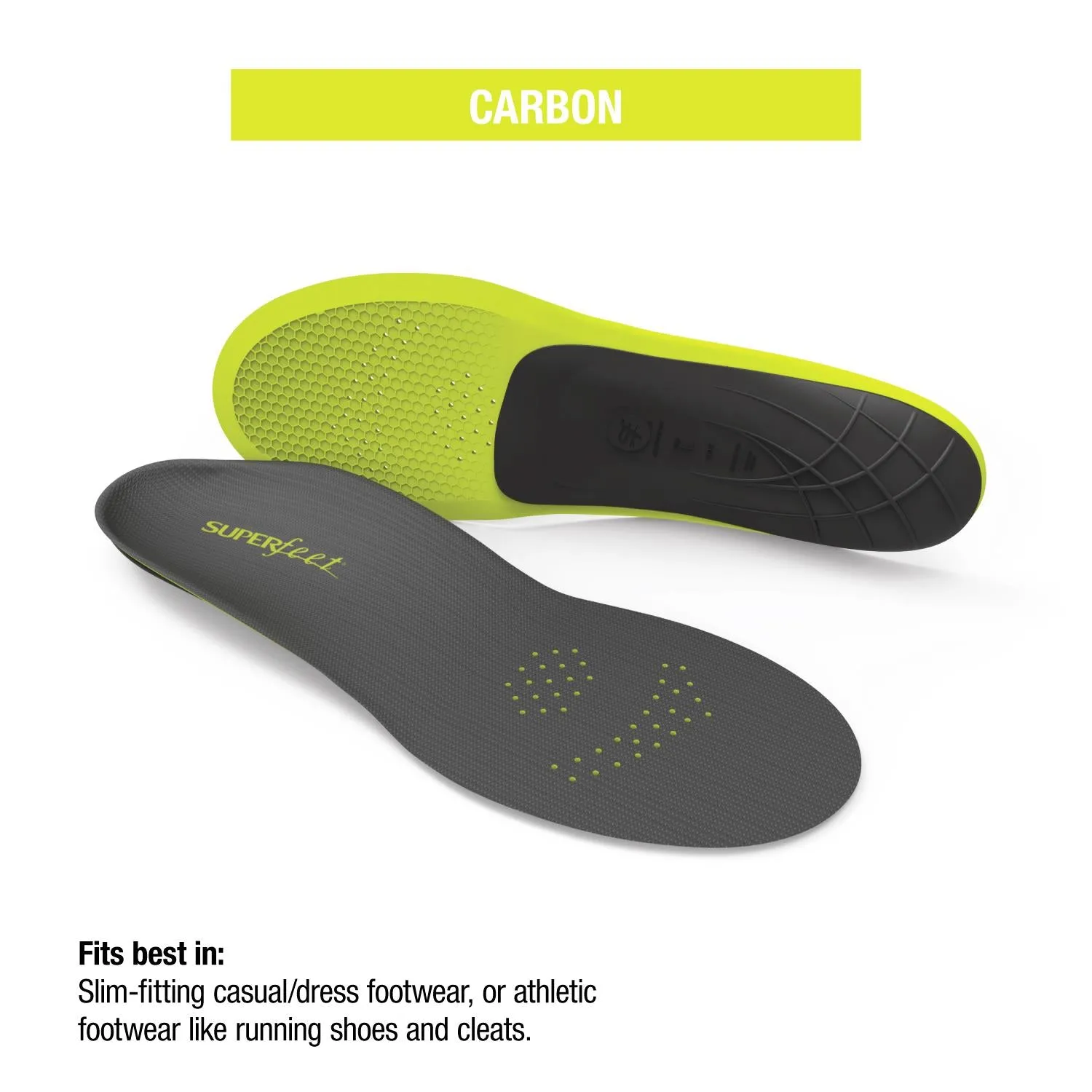 Unisex Superfeet Run Support Low Arch Carbon Insoles