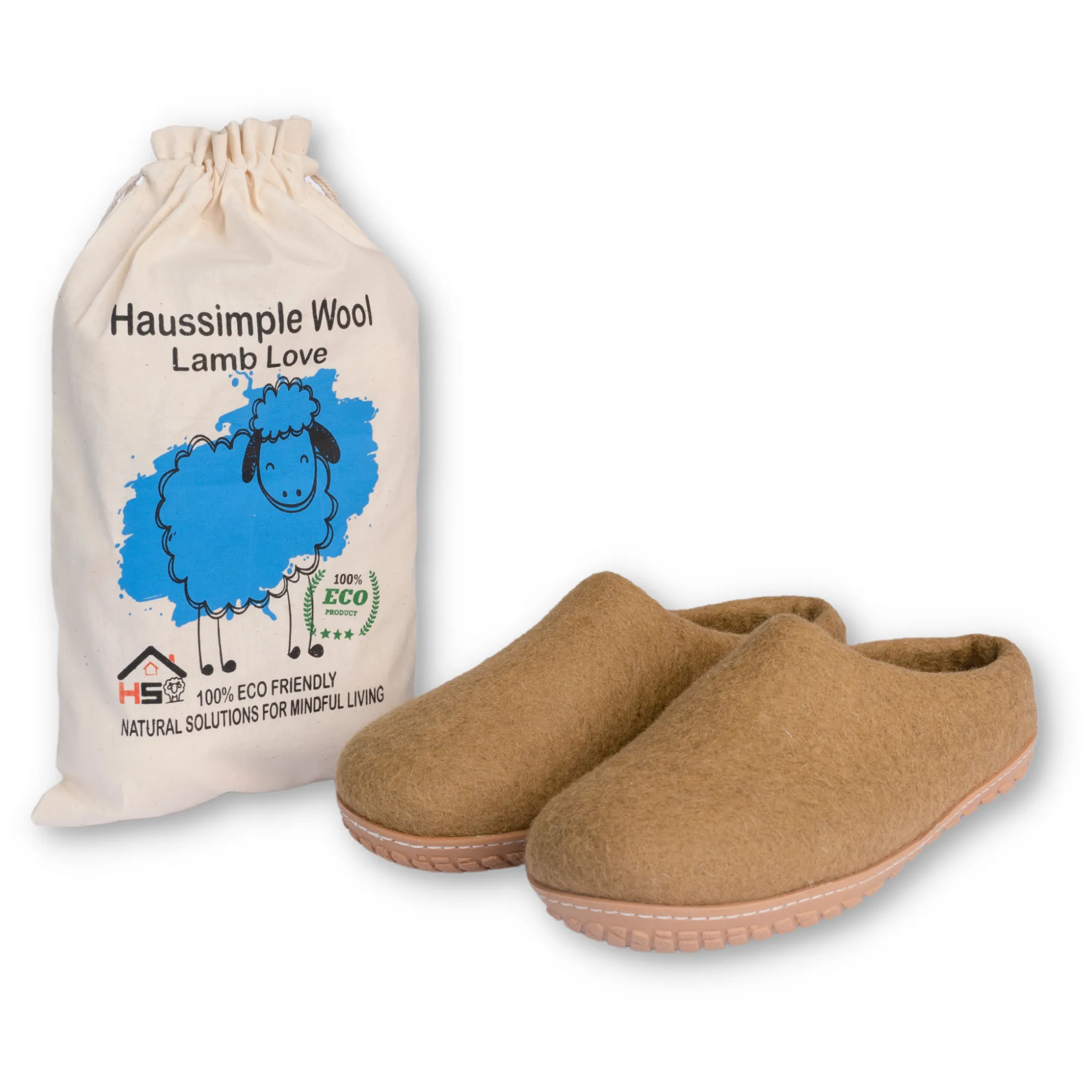 Unisex Wool Outdoor Slippers - Tan