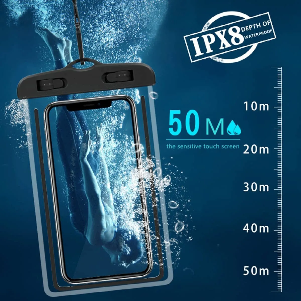 Universal Waterproof Phone Pouch Dry Bag for iPhone, Samsung, Google Pixel, Moto G7, Oneplus, LG