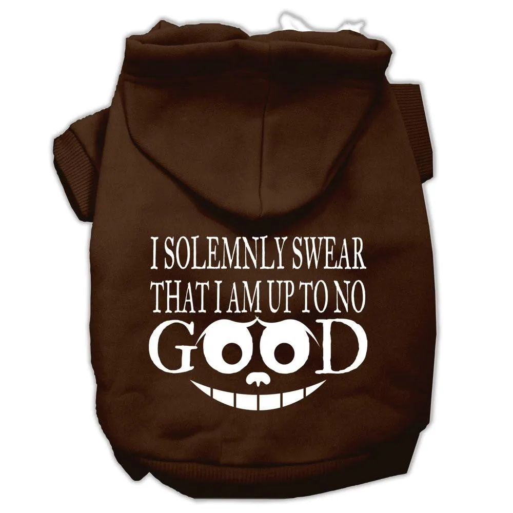 Up to No Good Screen Print Pet Hoodies Brown Size Sm (10)