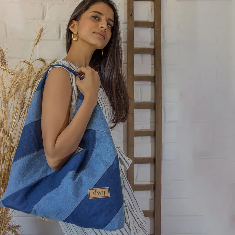 Upcycled Denim Tote Bag | Blue