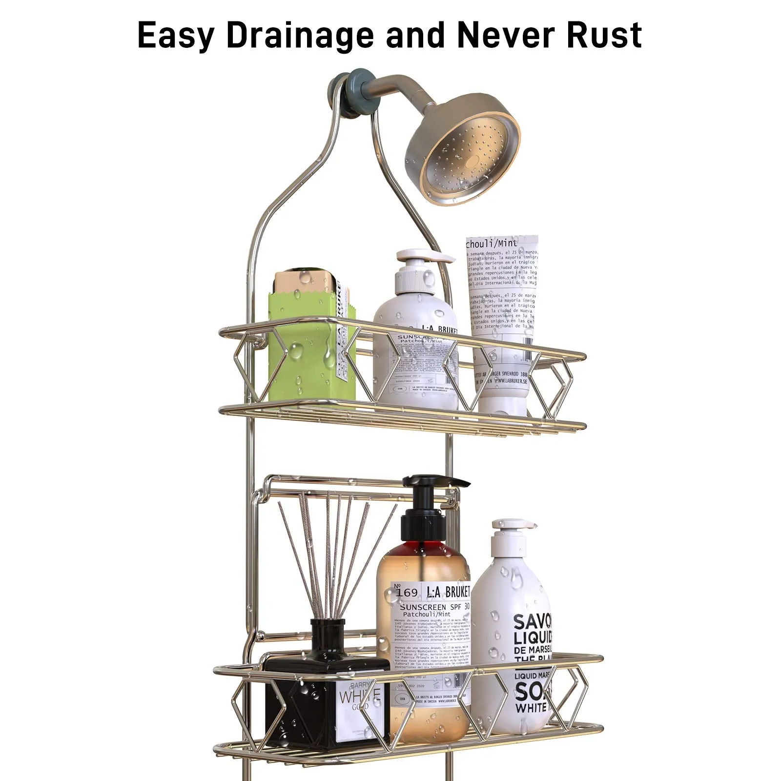 Upgraded! Geekdigg Bathroom Hanging Shower Head Caddy Organizer, Three Tier, Rust Proof