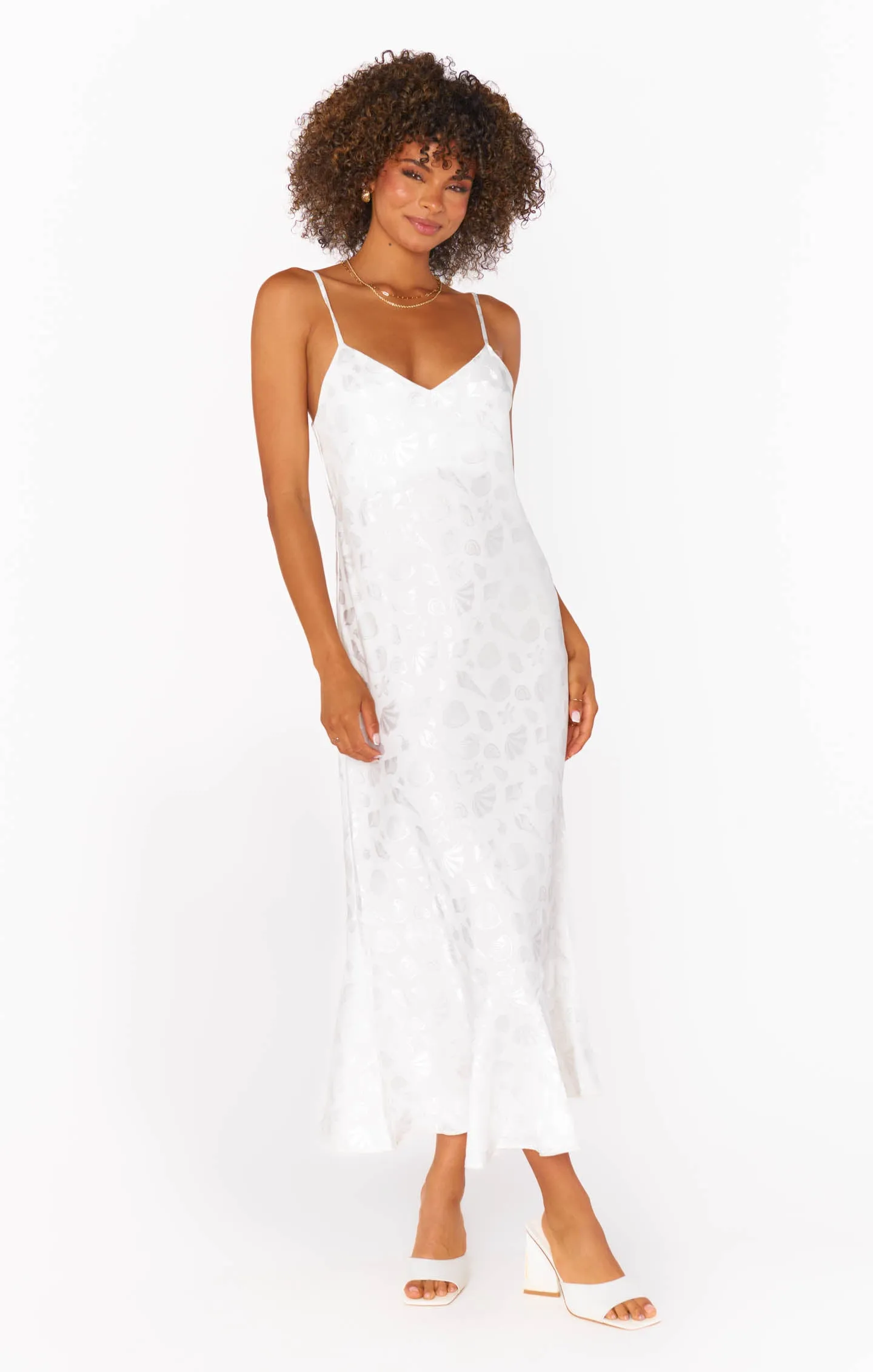 Uptown Slip Dress ~ White Shell Satin