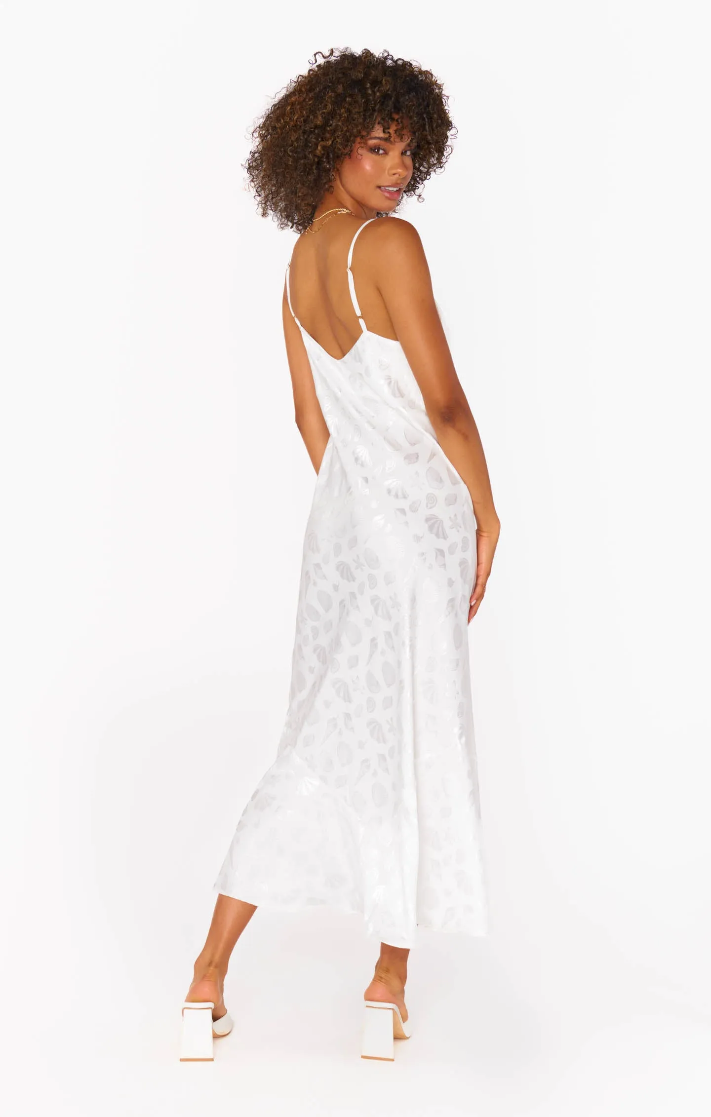 Uptown Slip Dress ~ White Shell Satin