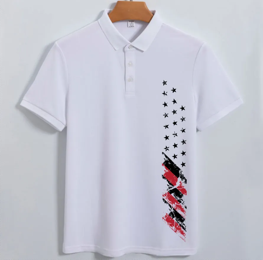 USA Flag Print Men's Outdoor SUN Protection QUICK DRY POLO (UPF40 )