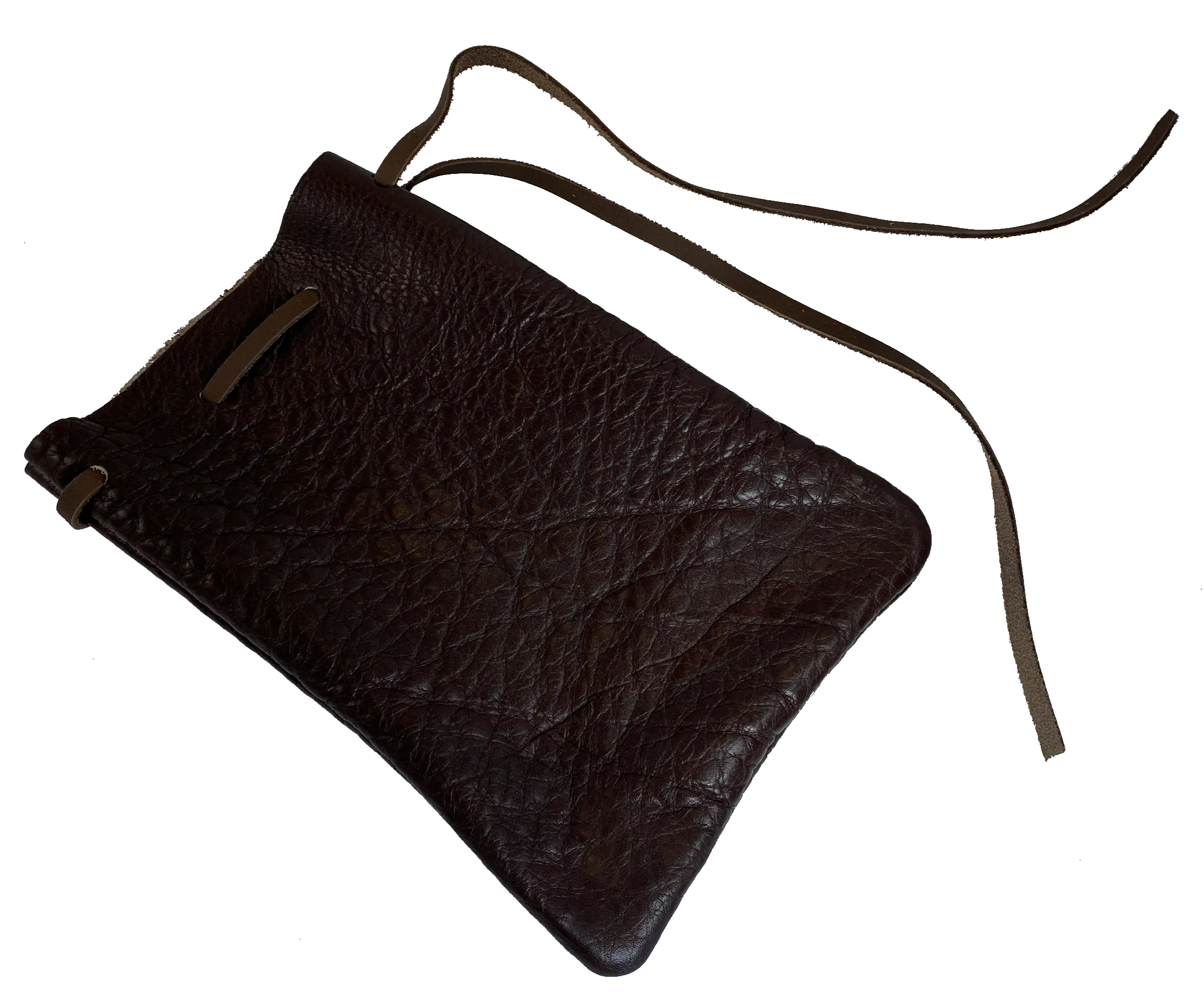 USA Made Leather Drawstring Pouch