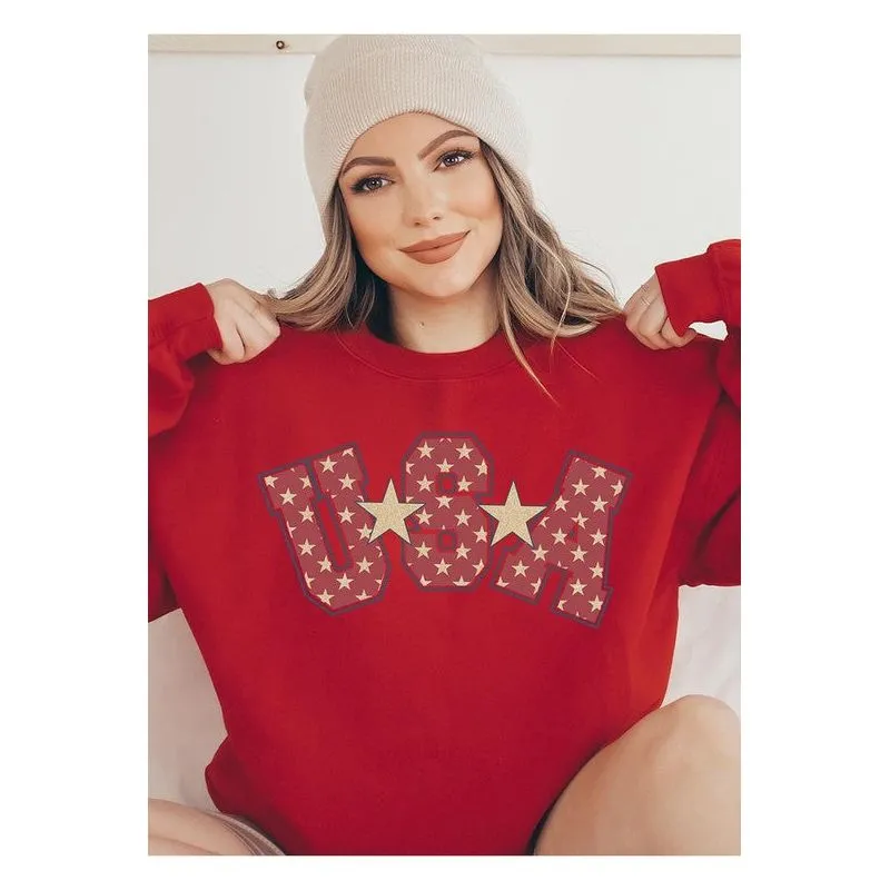 USA Star America Oversized Graphic Sweatshirt