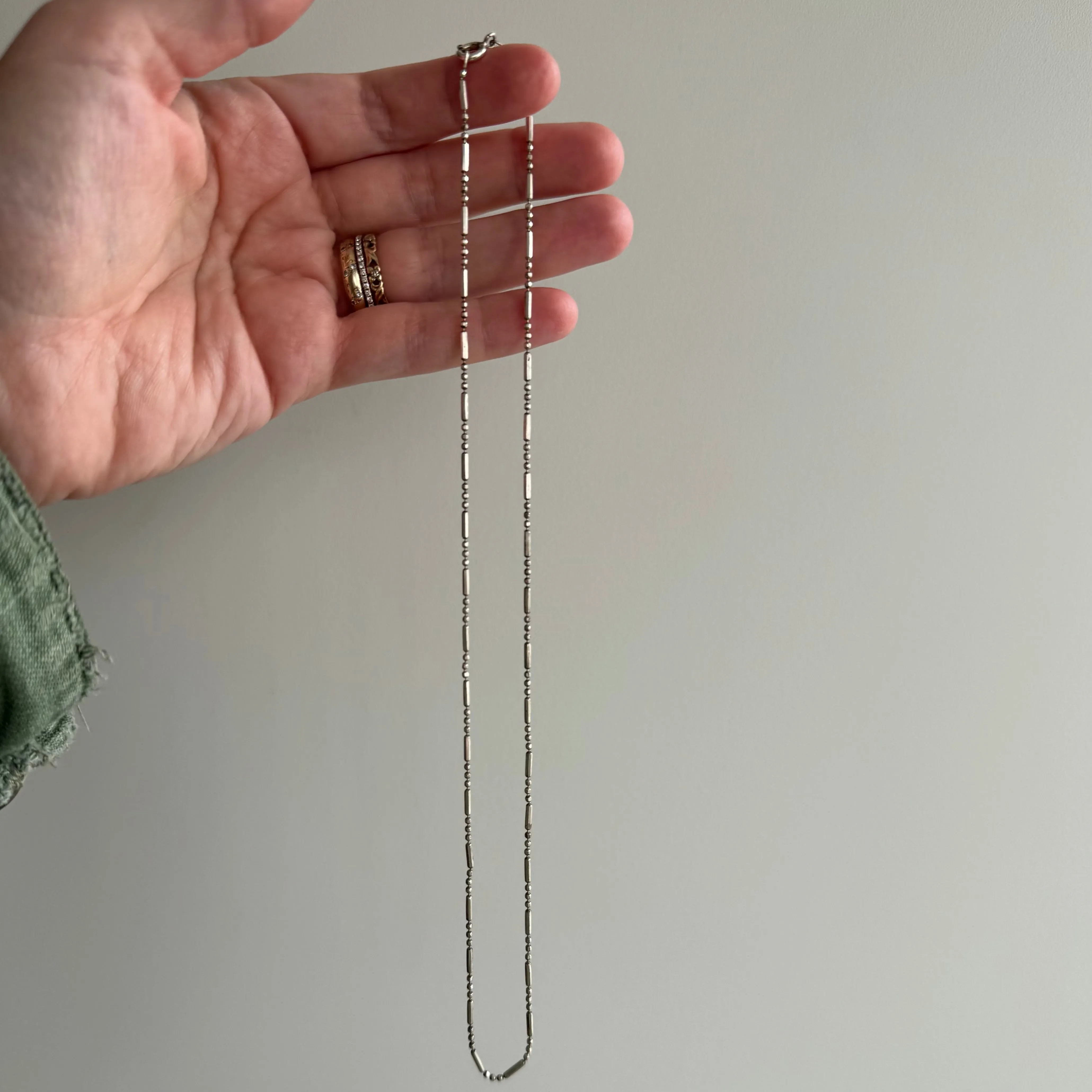 V I N T A G E // diamond cut long and short ball chain / sterling silver ball bead chain / 18"