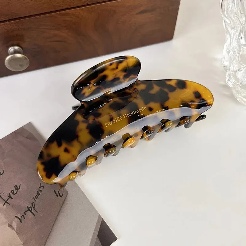 VAIGE Elegant Acetate Hair Claw Barrettes with Geometric Pattern - Large Leopard Shark Clip Hairpin for Casual Wear